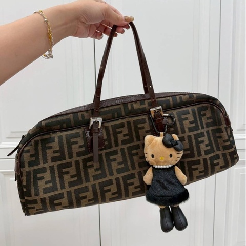 fendi vintage zucca 胡桃木 老花 長棍 法棍包 手提包 肩背包 側背包