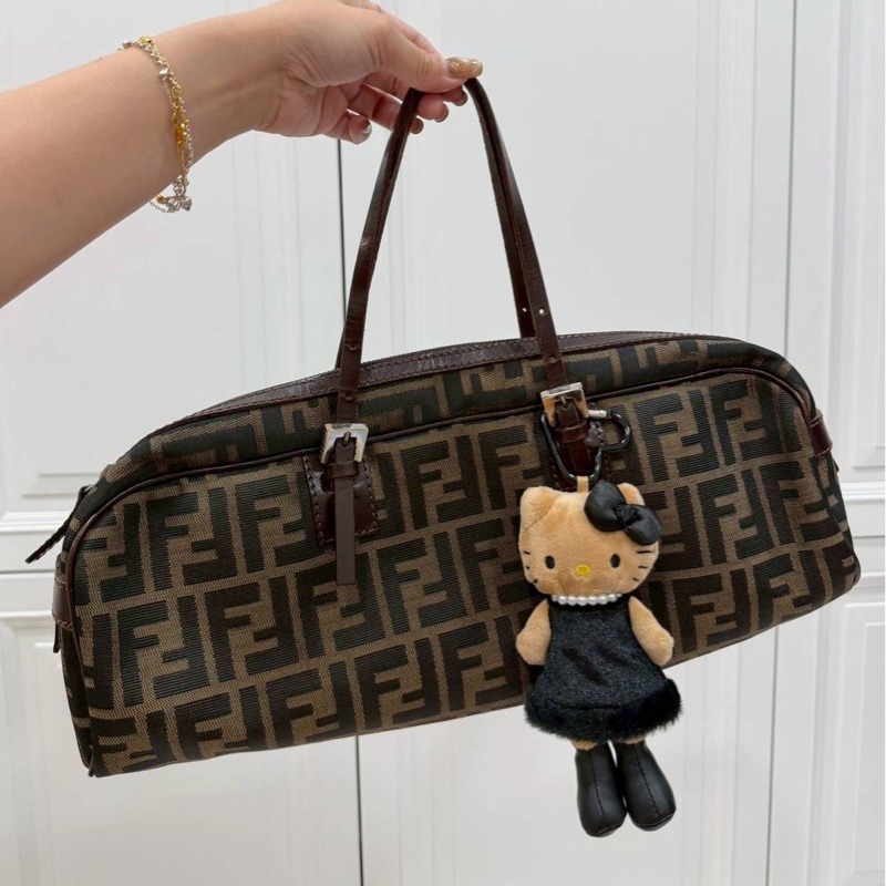 fendi vintage zucca 胡桃木 老花 長棍 法棍包 手提包 肩背包 側背包-0