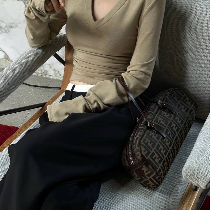 fendi vintage zucca 胡桃木 老花 長棍 法棍包 手提包 肩背包 側背包-3