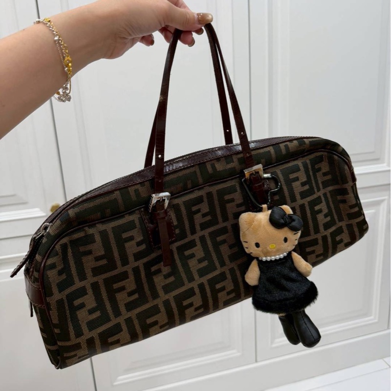 fendi vintage zucca 胡桃木 老花 長棍 法棍包 手提包 肩背包 側背包-9