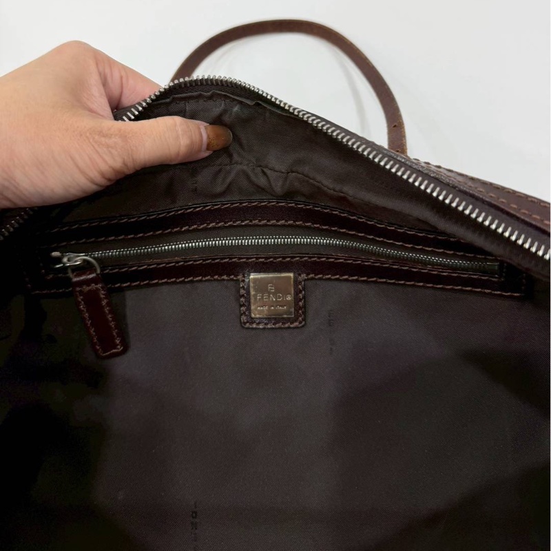 fendi vintage zucca 胡桃木 老花 長棍 法棍包 手提包 肩背包 側背包-15