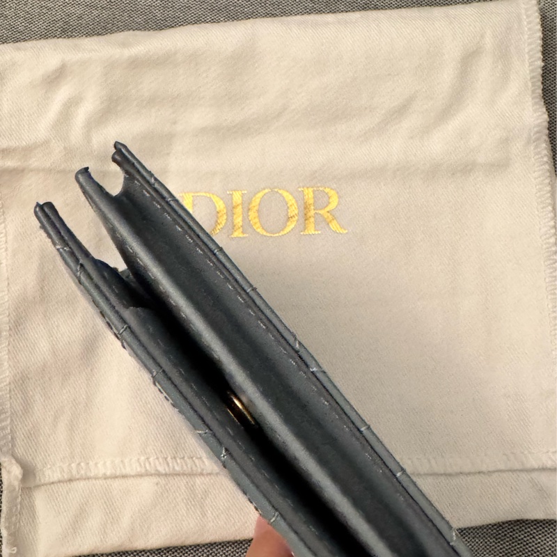 Lady Dior Bloom 卡夾 雲藍色漆面 Cannage 籐格紋小牛皮 錢包 卡包-3