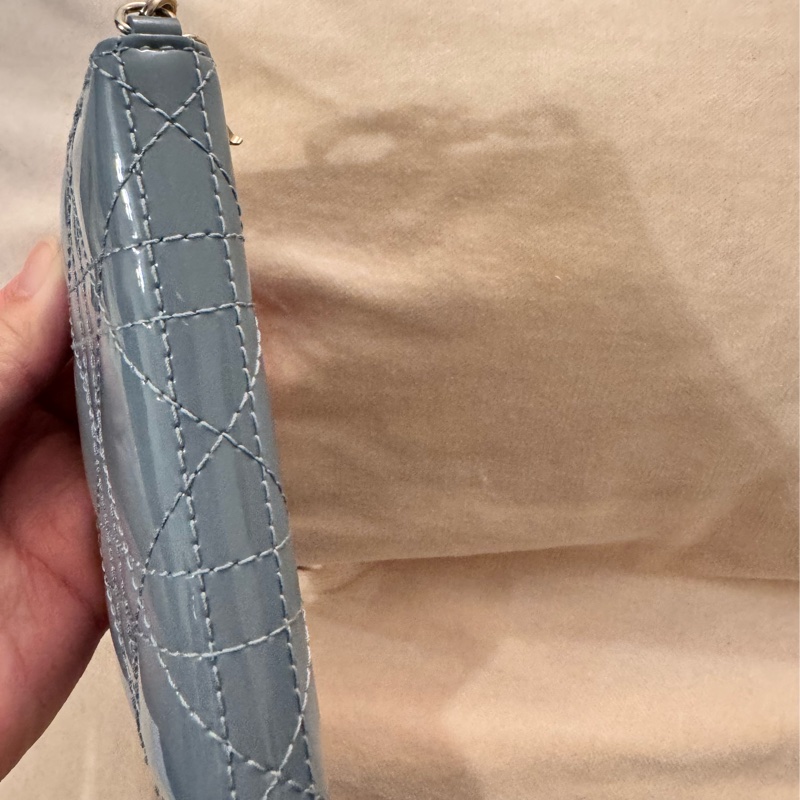 Lady Dior Bloom 卡夾 雲藍色漆面 Cannage 籐格紋小牛皮 錢包 卡包-8