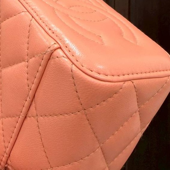 chanel 香奈兒 鮭魚粉 金球 化妝包 斜背包 肩背包 手提包 小廢包 小盒子-19