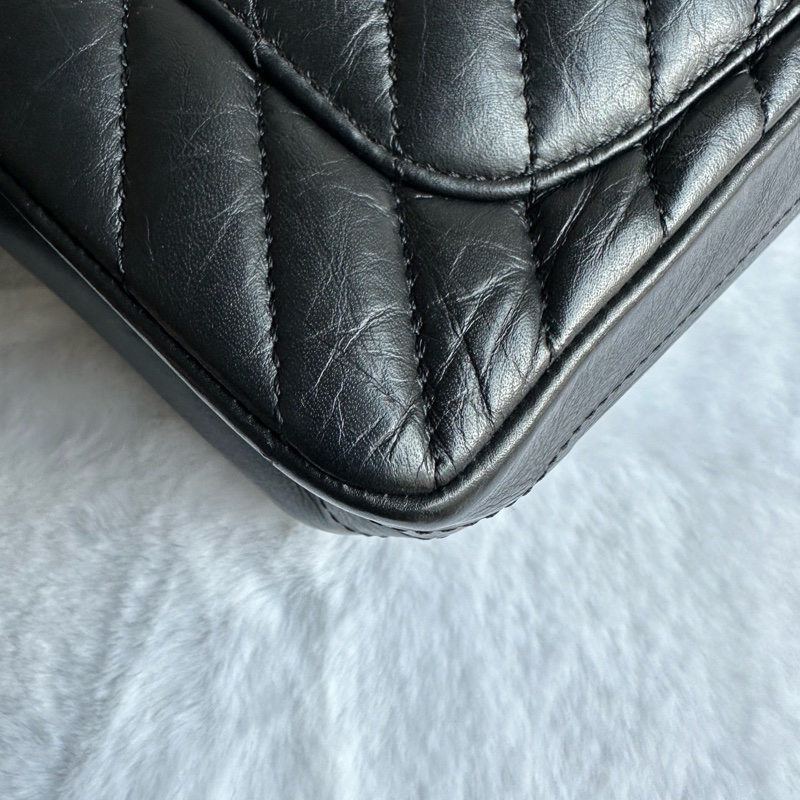 99新 香奈兒經典款 Chanel 2.55大迷你褶皺牛皮v紋-6