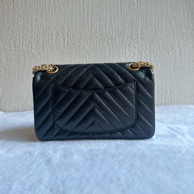 99新 香奈兒經典款 Chanel 2.55大迷你褶皺牛皮v紋-8