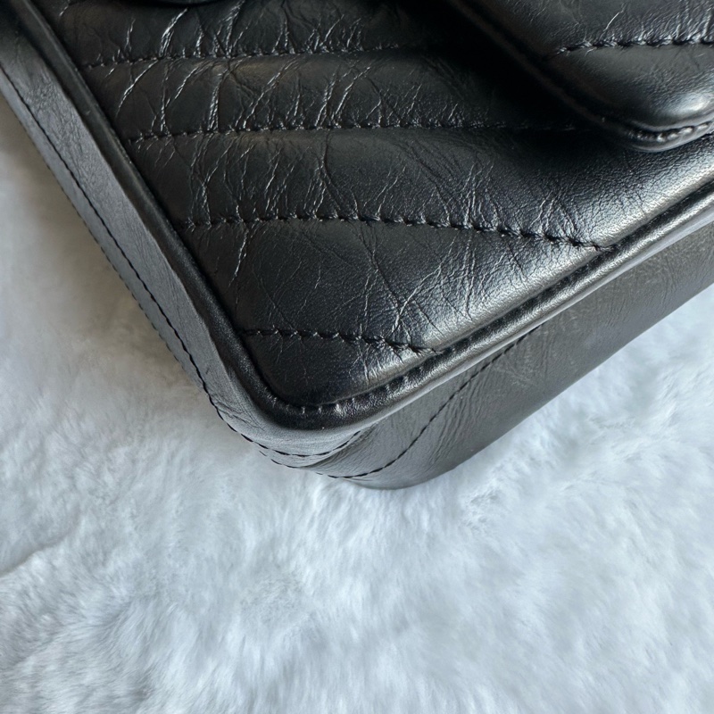 99新 香奈兒經典款 Chanel 2.55大迷你褶皺牛皮v紋-12