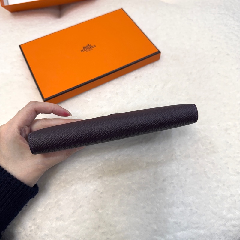 愛馬仕Hermes葡萄紫EPSOM皮H銀釦Bearn Wallet長夾-5