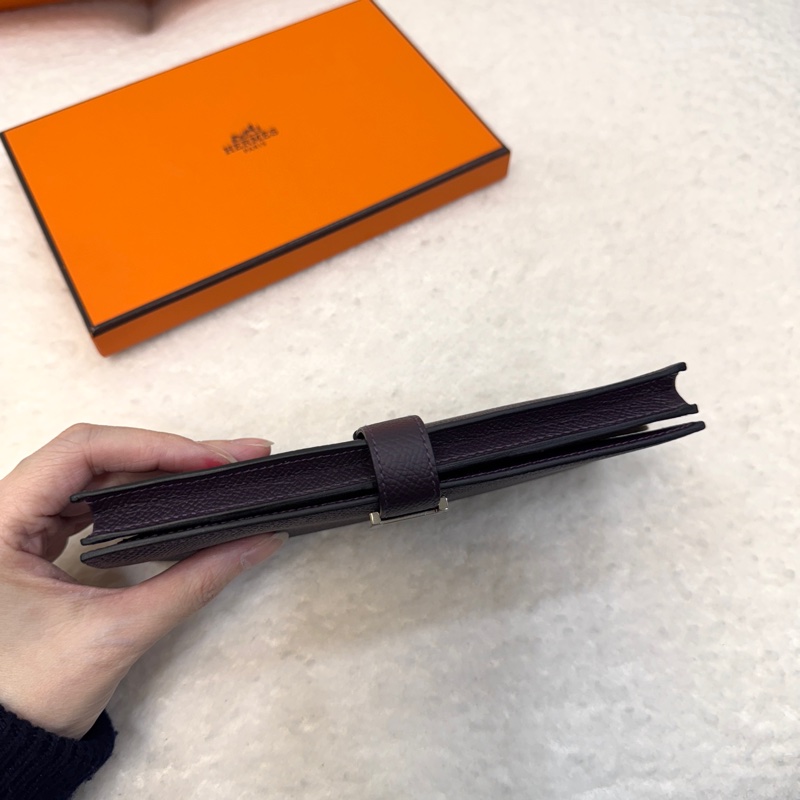 愛馬仕Hermes葡萄紫EPSOM皮H銀釦Bearn Wallet長夾-6