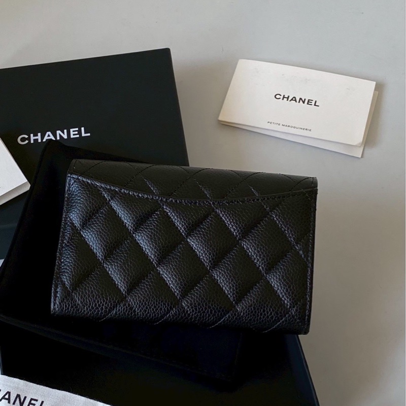 香奈兒黑金荔枝皮中夾-1