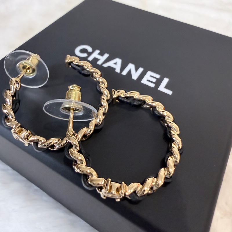 Chanel✨2026皮穿鏈耳釘針式耳環-4