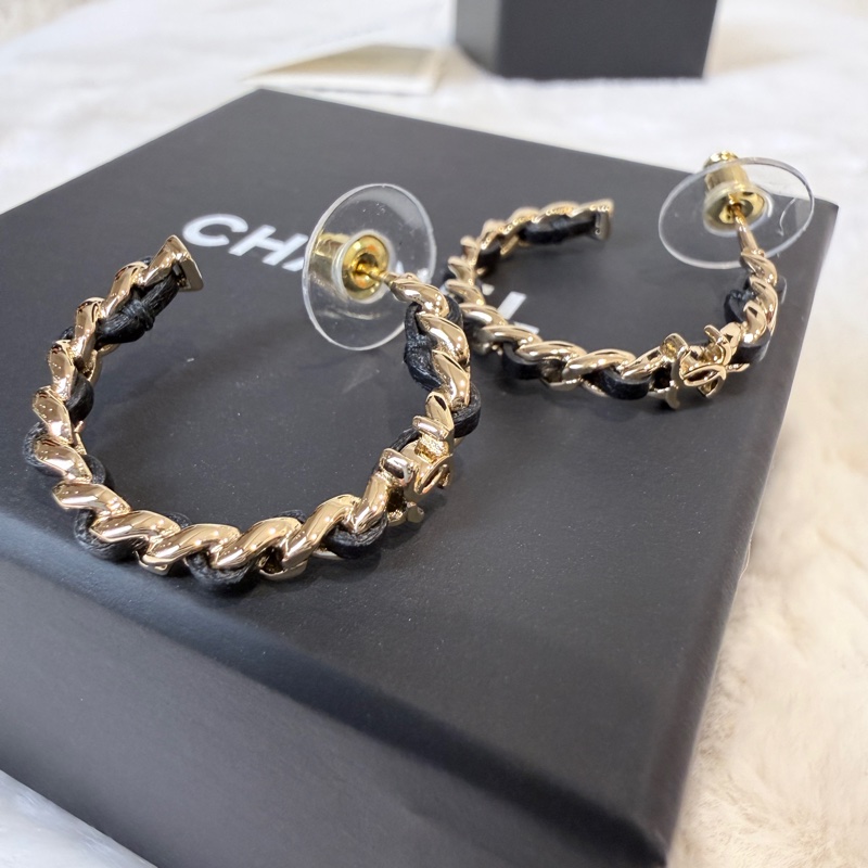 Chanel✨2026皮穿鏈耳釘針式耳環-6