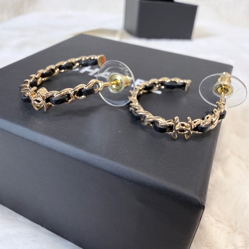 Chanel✨2026皮穿鏈耳釘針式耳環-7