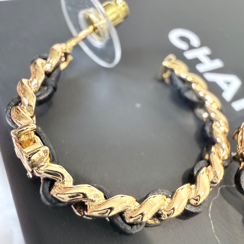 Chanel✨2026皮穿鏈耳釘針式耳環-11