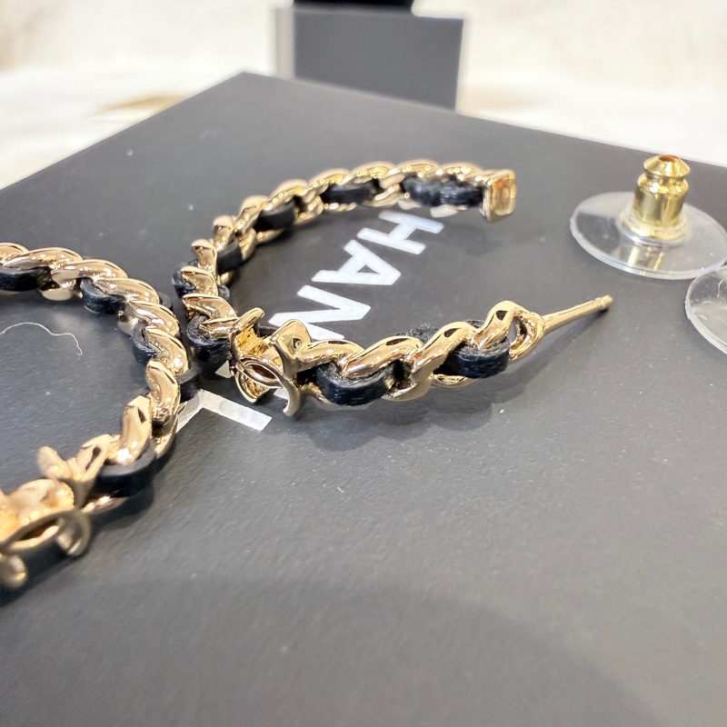Chanel✨2026皮穿鏈耳釘針式耳環-21