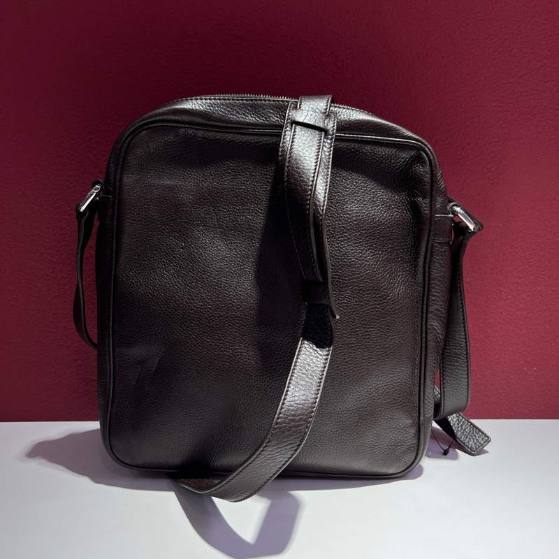 古馳/Gucci 光滑荔枝紋牛皮 咖啡色 包王 棕色竪版郵差包 斜挎包 尺寸:26*6*28 cm-3