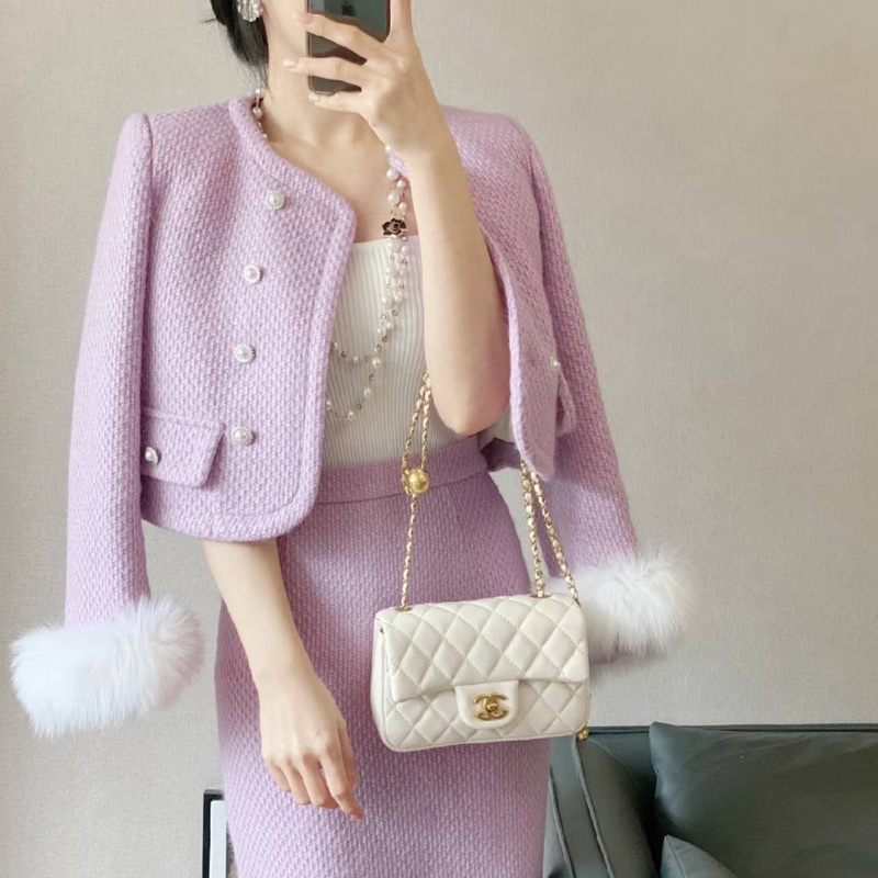 CHANEL 香奈兒 仙女白 金球 方胖 方胖子 CF 斜背包 肩背包 側背包-4