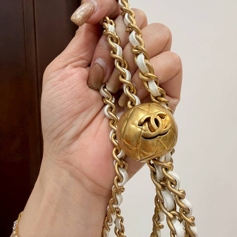 CHANEL 香奈兒 仙女白 金球 方胖 方胖子 CF 斜背包 肩背包 側背包-7