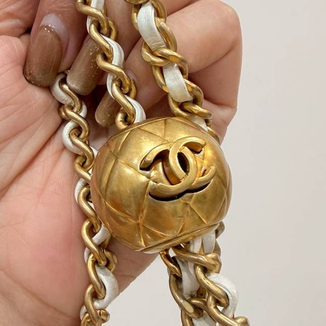 CHANEL 香奈兒 仙女白 金球 方胖 方胖子 CF 斜背包 肩背包 側背包-26