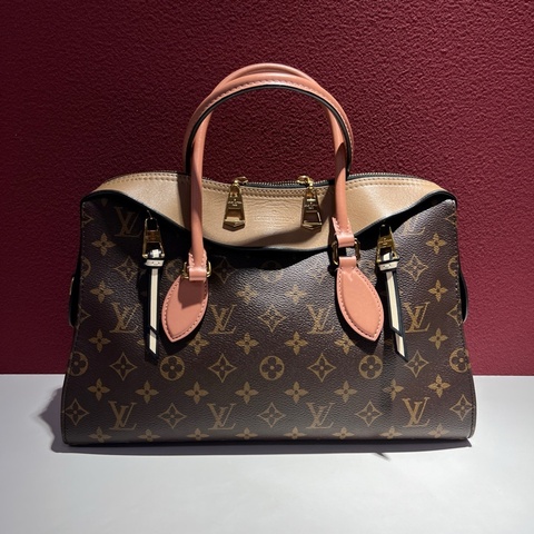 路易威登/Louis Vuitton Tuileries Besace系列 經典老花拼杏色 傳奇手提包 無肩帶 尺寸：34.5*14*22 cm 。