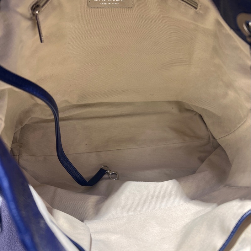 Chanel 藍色荔枝牛皮 105786 單肩包 尺寸:32x10x29cm-5