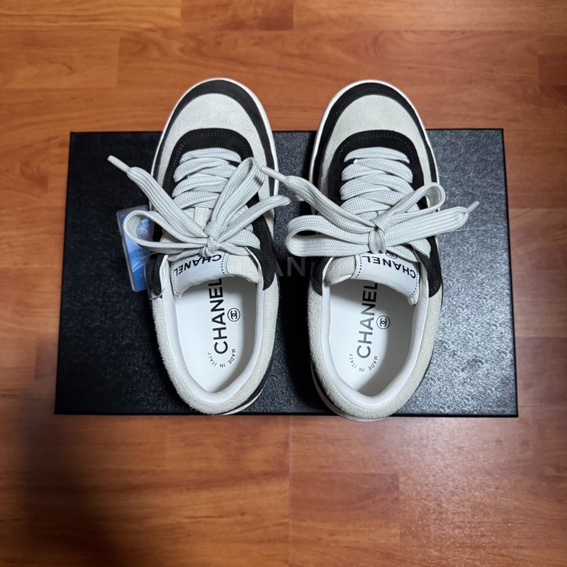 Chanel黑白熊貓香奈兒雙C徽標低幫板鞋 黑白色 35.5碼-4