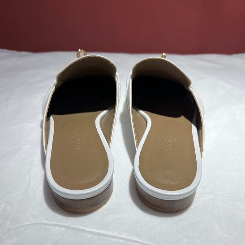 愛馬仕/Hermes 白色Oz穆勒鞋 37號 鞋長:25 cm 無附件-3