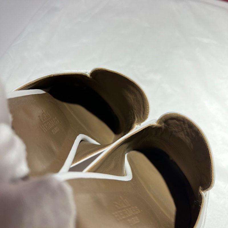愛馬仕/Hermes 白色Oz穆勒鞋 37號 鞋長:25 cm 無附件-6