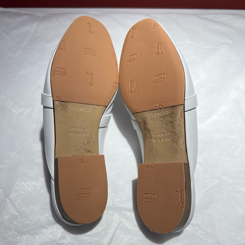 愛馬仕/Hermes 白色Oz穆勒鞋 37號 鞋長:25 cm 無附件-7