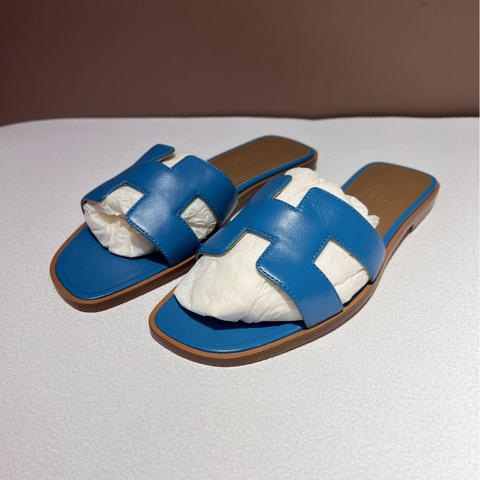 閒置新 未使用 Hermes 愛馬仕 藍色拖鞋36碼 附件 防塵袋