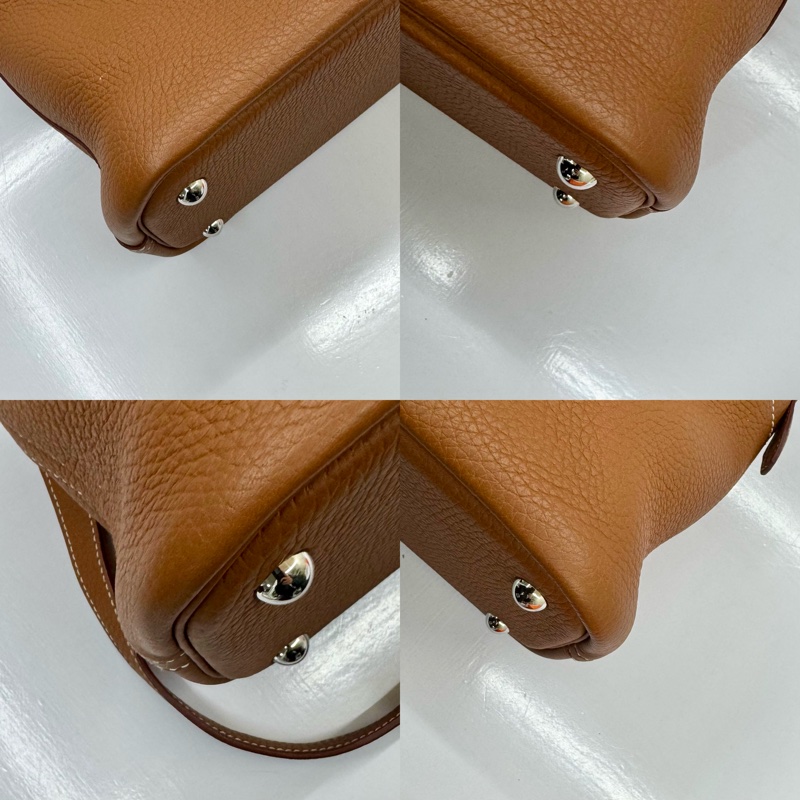 愛馬仕 HERMES  Bolide 35 金棕色 Clemence 牛皮銀扣 手提肩背包 □Q STAMP-4