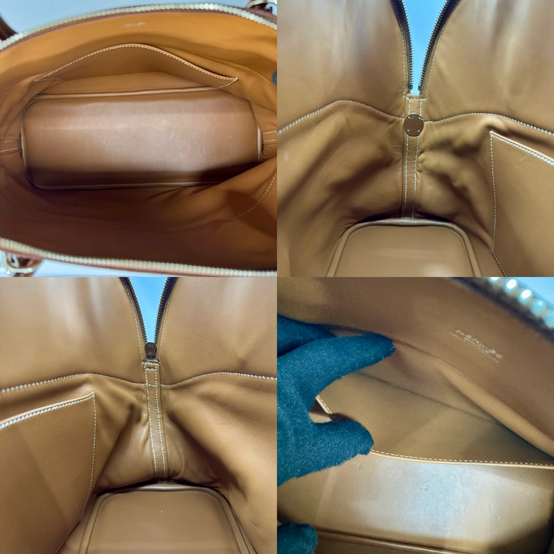 愛馬仕 HERMES  Bolide 35 金棕色 Clemence 牛皮銀扣 手提肩背包 □Q STAMP-5