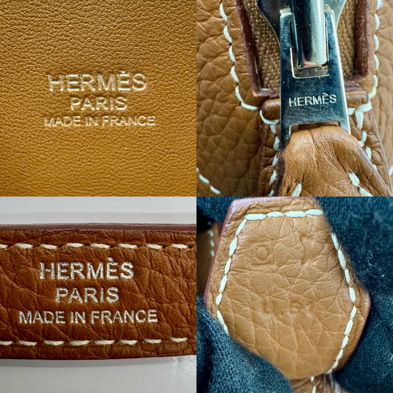 愛馬仕 HERMES  Bolide 35 金棕色 Clemence 牛皮銀扣 手提肩背包 □Q STAMP-6