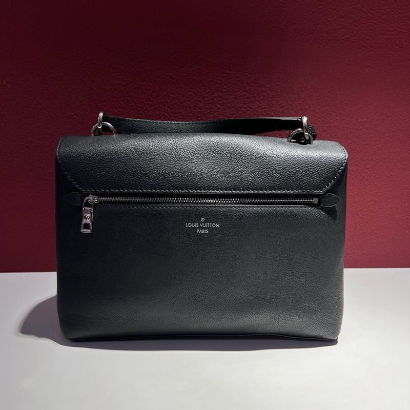 路易威登/Louis Vuitton Lock me系列 銀扣 荔枝紋 黑色斜挎包 手提包 尺寸:27*9*20 cm-3