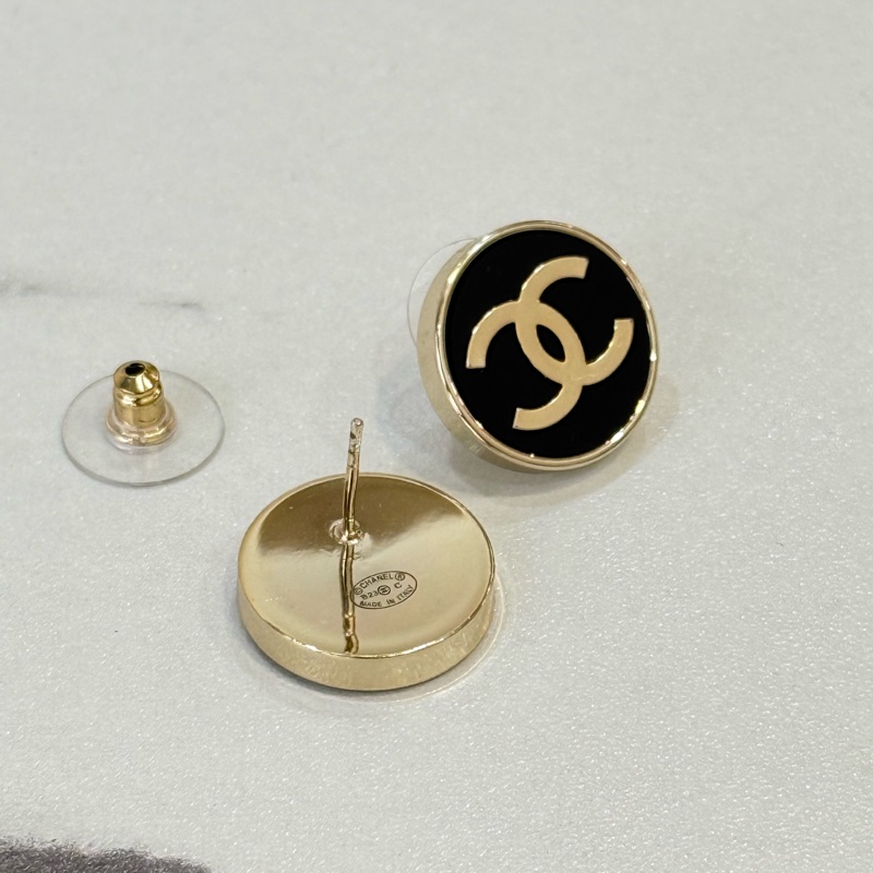 香奈兒23C黑金琺瑯耳釘環-1