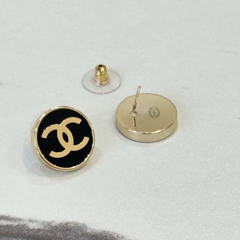 香奈兒23C黑金琺瑯耳釘環-3
