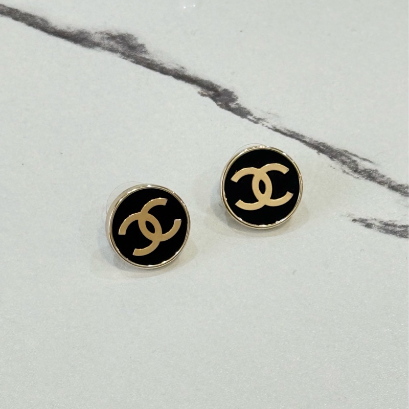 香奈兒23C黑金琺瑯耳釘環-4