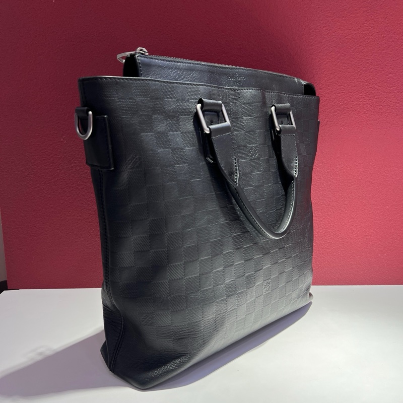 路易威登/Louis Vuitton 經典棋盤格黑色公文包 手提包無附件-1