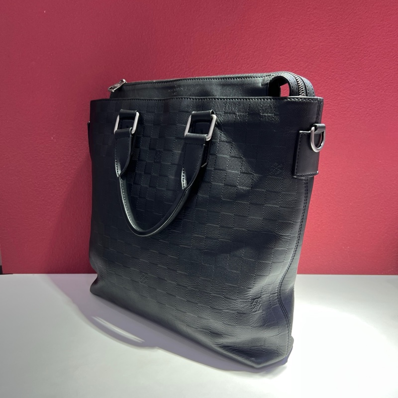 路易威登/Louis Vuitton 經典棋盤格黑色公文包 手提包無附件-2