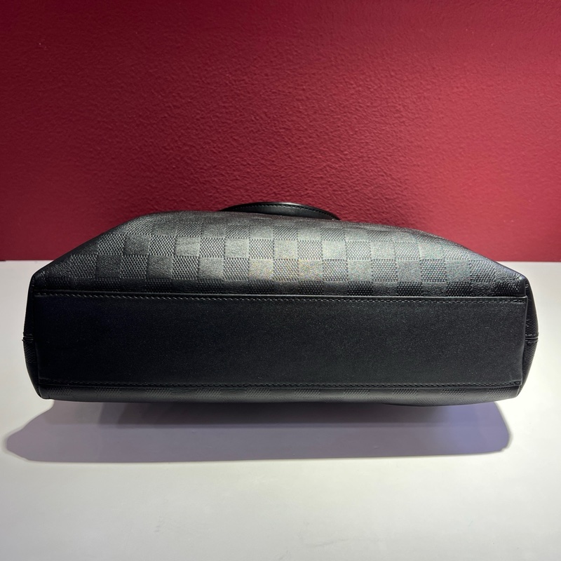 路易威登/Louis Vuitton 經典棋盤格黑色公文包 手提包無附件-4