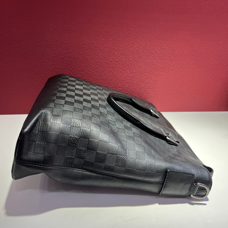 路易威登/Louis Vuitton 經典棋盤格黑色公文包 手提包無附件-6