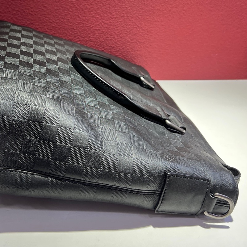 路易威登/Louis Vuitton 經典棋盤格黑色公文包 手提包無附件-9