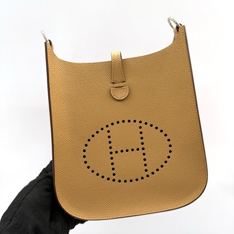 HERMES 愛馬仕 棕色EVELYN MINI 16 TPM SELLIER EPSOM K刻