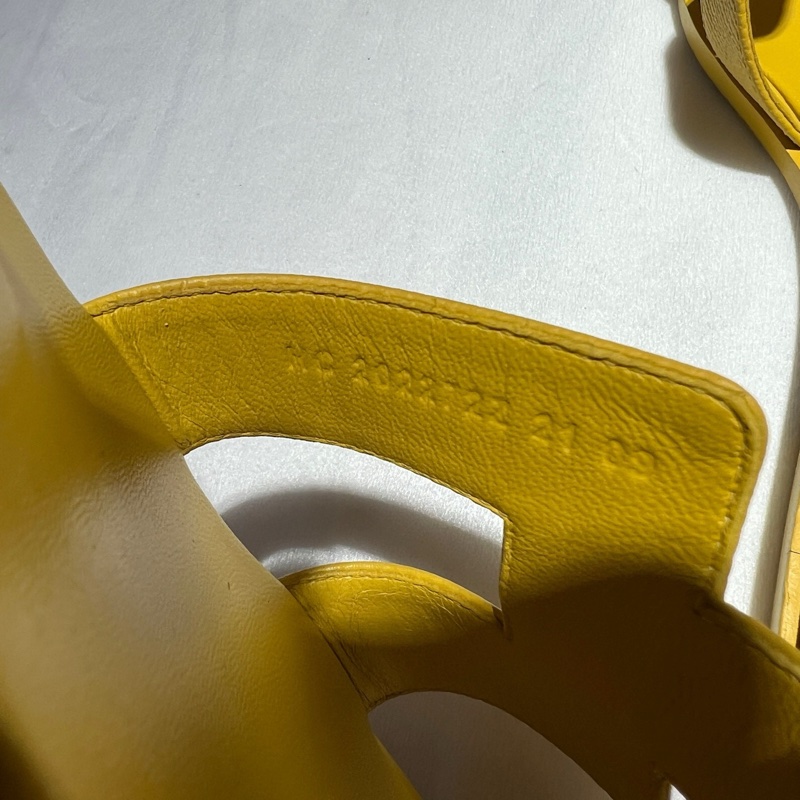 愛馬仕/Hermes 黃色皮革拖鞋 37.5碼 鞋長:24 cm 無附件-5