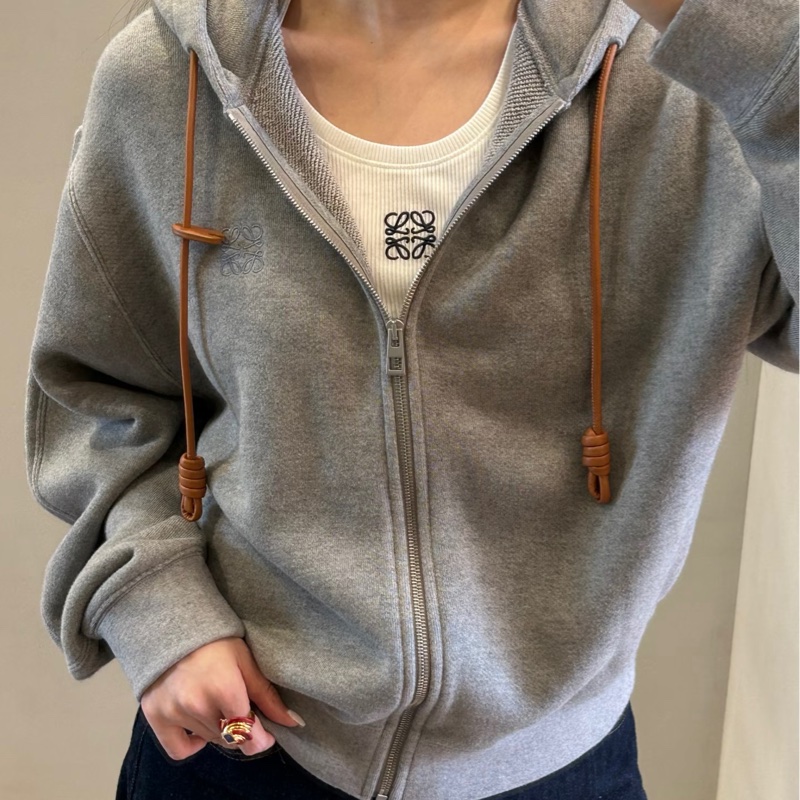 Loewe 皮革抽繩連帽外套 #xs-0