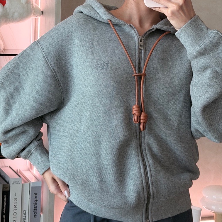 Loewe 皮革抽繩連帽外套 #xs-3