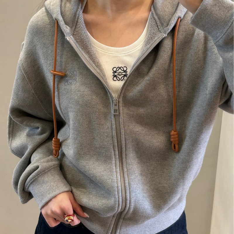 Loewe 皮革抽繩連帽外套 #xs-4