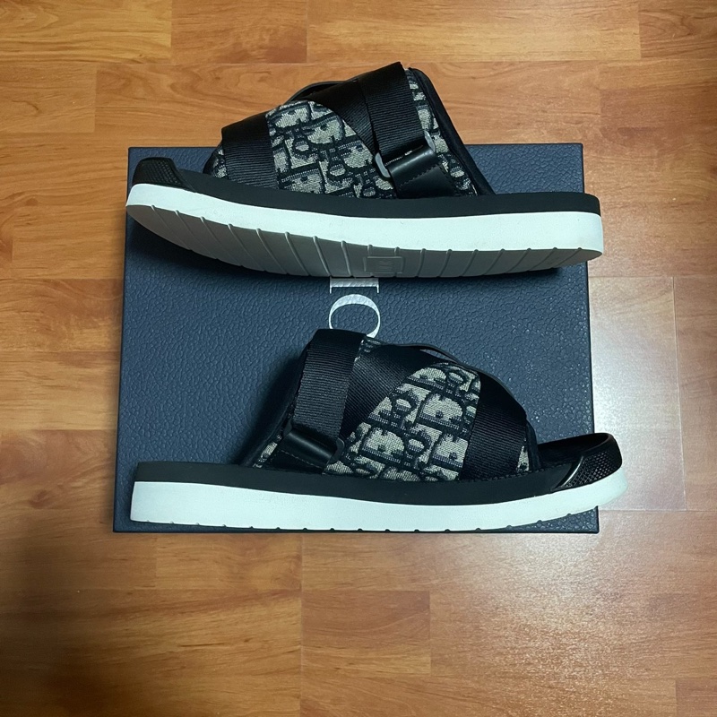 DIOR迪奧Alpha Oblique印花拖鞋 男款 黑色 40碼-1