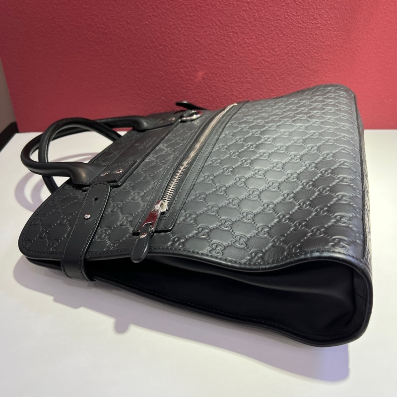 古馳/Gucci 經典老花黑色壓印 黑色牛皮公文包 手提包 尺寸:42 x 9 x 32 cm-5