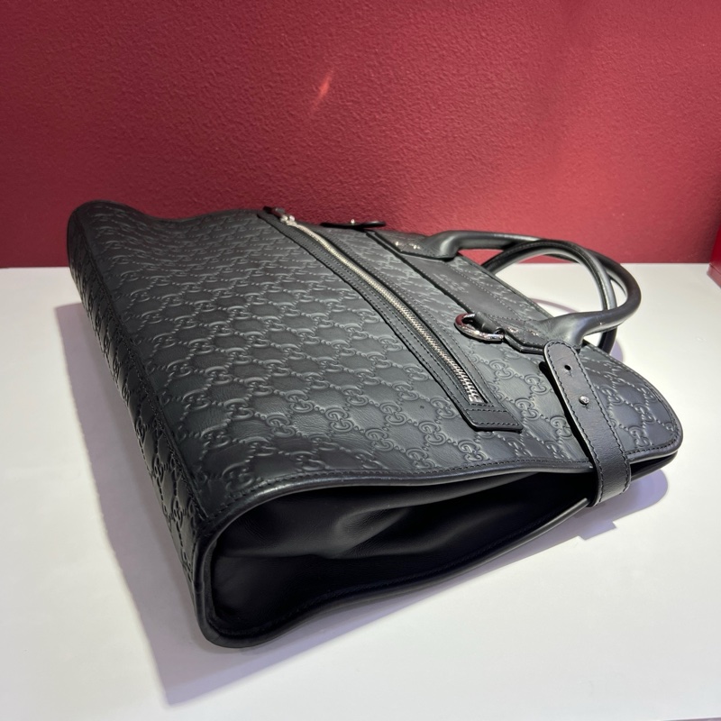 古馳/Gucci 經典老花黑色壓印 黑色牛皮公文包 手提包 尺寸:42 x 9 x 32 cm-6